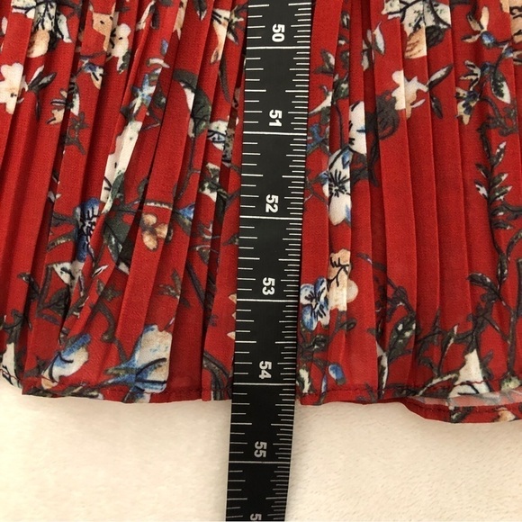 Lulus. Such Sophistication Rust Red Floral Print Pleated Maxi Dress. Medium - Picture 11 of 15